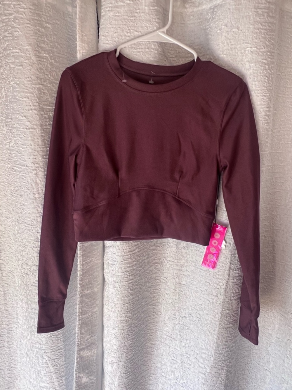 Cropped Long-Sleeve Top in Wine - Women's Sweatshirt
